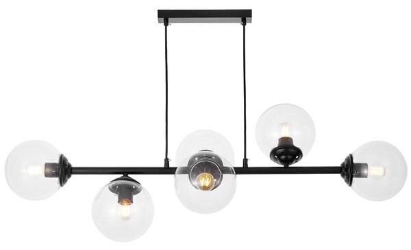 NOWOCZESNA LAMPA WISZĄCA CZARNA Z PRZEZROCZYSTYMI KLOSZAMI FINO W6