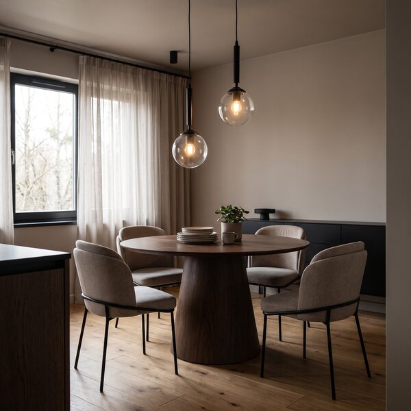 NOWOCZESNA LAMPA WISZĄCA CZARNA Z PRZEZROCZYSTYMI KLOSZAMI LEDO W1