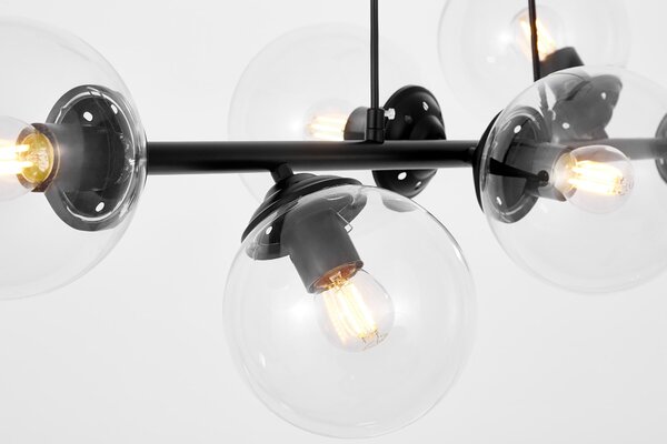 NOWOCZESNA LAMPA WISZĄCA CZARNA Z PRZEZROCZYSTYMI KLOSZAMI FINO W6