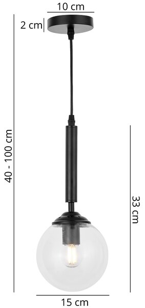NOWOCZESNA LAMPA WISZĄCA CZARNA Z PRZEZROCZYSTYMI KLOSZAMI LEDO W1