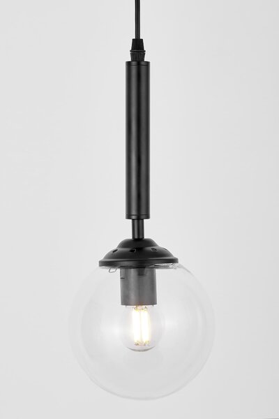 NOWOCZESNA LAMPA WISZĄCA CZARNA Z PRZEZROCZYSTYMI KLOSZAMI LEDO W1