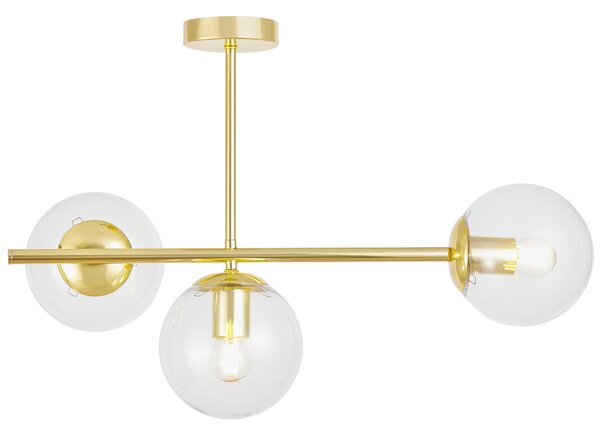 NOWOCZESNA LAMPA SUFITOWA WISZĄCA KLASYCZNE ZŁOTO Z PRZEZROCZYSTYMI KLOSZAMI LEDO W3 LONG