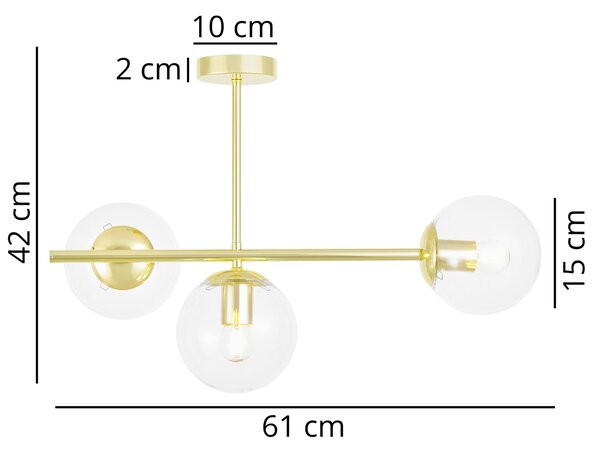 NOWOCZESNA LAMPA SUFITOWA WISZĄCA KLASYCZNE ZŁOTO Z PRZEZROCZYSTYMI KLOSZAMI LEDO W3 LONG