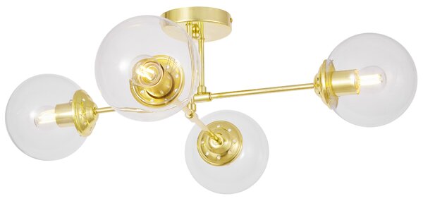 NOWOCZESNA LAMPA SUFITOWA WISZĄCA KLASYCZNE ZŁOTO Z PRZEZROCZYSTYMI KLOSZAMI FINO W4