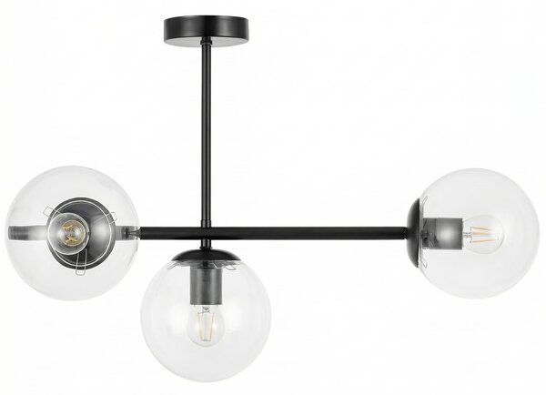 NOWOCZESNA LAMPA SUFITOWA WISZĄCA CZARNA Z PRZEZROCZYSTYMI KLOSZAMI LEDO W3 LONG
