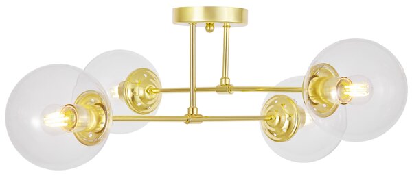 NOWOCZESNA LAMPA SUFITOWA WISZĄCA KLASYCZNE ZŁOTO Z PRZEZROCZYSTYMI KLOSZAMI FINO W4