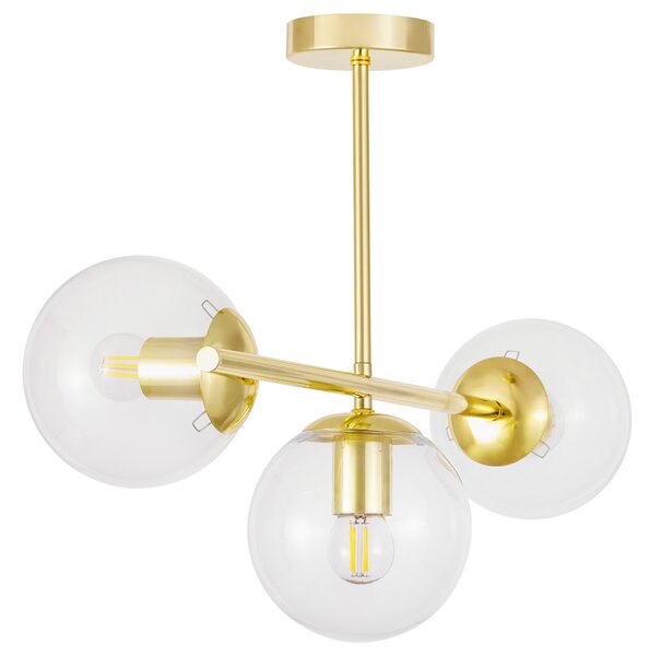 NOWOCZESNA LAMPA SUFITOWA WISZĄCA KLASYCZNE ZŁOTO Z PRZEZROCZYSTYMI KLOSZAMI LEDO W3 LONG