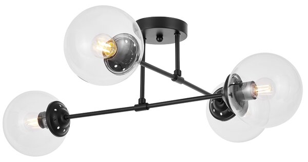 NOWOCZESNA LAMPA SUFITOWA WISZĄCA CZARNA Z PRZEZROCZYSTYMI KLOSZAMI FINO W4