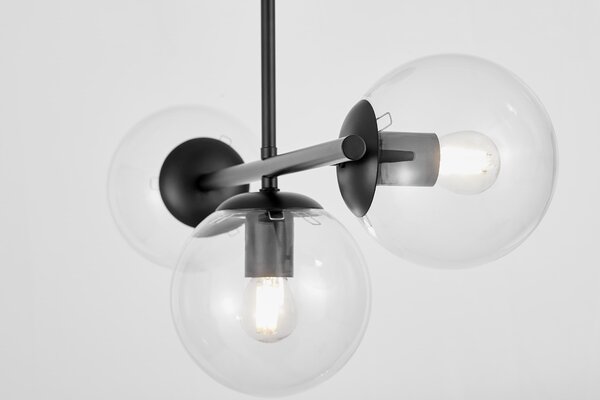 NOWOCZESNA LAMPA SUFITOWA WISZĄCA CZARNA Z PRZEZROCZYSTYMI KLOSZAMI LEDO W3 LONG