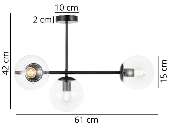 NOWOCZESNA LAMPA SUFITOWA WISZĄCA CZARNA Z PRZEZROCZYSTYMI KLOSZAMI LEDO W3 LONG