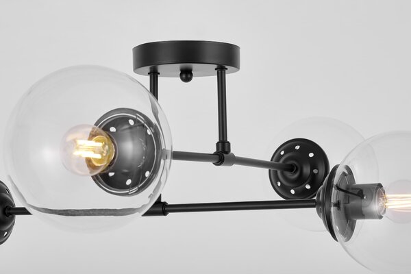 NOWOCZESNA LAMPA SUFITOWA WISZĄCA CZARNA Z PRZEZROCZYSTYMI KLOSZAMI FINO W4