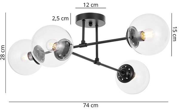 NOWOCZESNA LAMPA SUFITOWA WISZĄCA CZARNA Z PRZEZROCZYSTYMI KLOSZAMI FINO W4