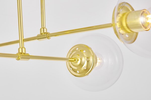 NOWOCZESNA LAMPA SUFITOWA WISZĄCA KLASYCZNE ZŁOTO Z PRZEZROCZYSTYMI KLOSZAMI FINO W4