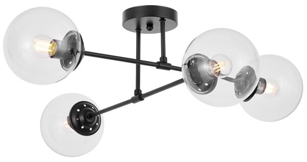 NOWOCZESNA LAMPA SUFITOWA WISZĄCA CZARNA Z PRZEZROCZYSTYMI KLOSZAMI FINO W4