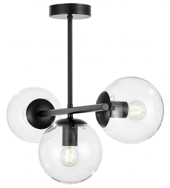 NOWOCZESNA LAMPA SUFITOWA WISZĄCA CZARNA Z PRZEZROCZYSTYMI KLOSZAMI LEDO W3 LONG