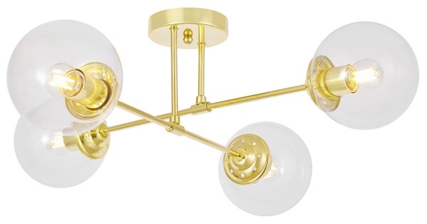 NOWOCZESNA LAMPA SUFITOWA WISZĄCA KLASYCZNE ZŁOTO Z PRZEZROCZYSTYMI KLOSZAMI FINO W4