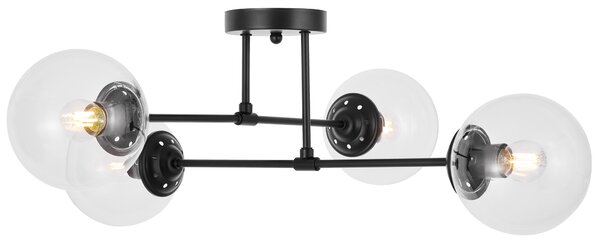 NOWOCZESNA LAMPA SUFITOWA WISZĄCA CZARNA Z PRZEZROCZYSTYMI KLOSZAMI FINO W4