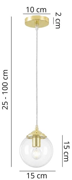 NOWOCZESNA LAMPA WISZĄCA FINO W1 KLASYCZNE ZŁOTO KLOSZ PRZEZROCZYSTY