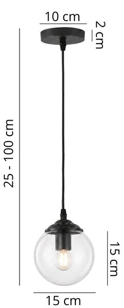 NOWOCZESNA LAMPA WISZĄCA CZARNA Z PRZEZROCZYSTYM KLOSZEM FINO W1 LAMPIT