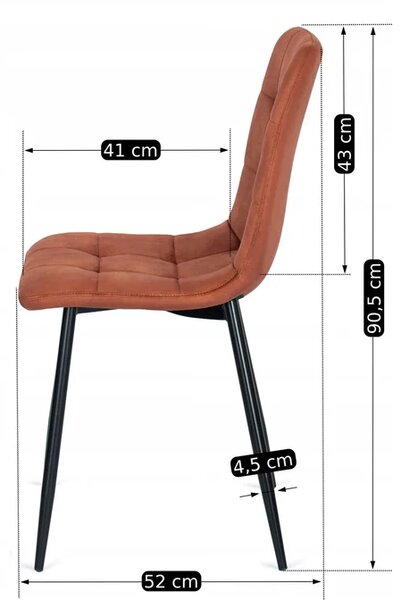 Zestaw Stół Okrągły LAUREN 80 cm Orzech/Czarny i 4 Krzesła PERU Rude