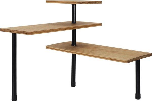 Bambusowa półka narożna - 3-poziomowa - 43 x 27 x 43 cm - Oszczędzająca miejsce półka kuchenna - Brązowy