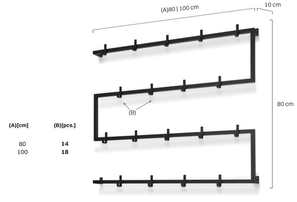 Wieszak z półką Neoloft Wall 11 - gotowy do wysyłki 80 i 100 cm