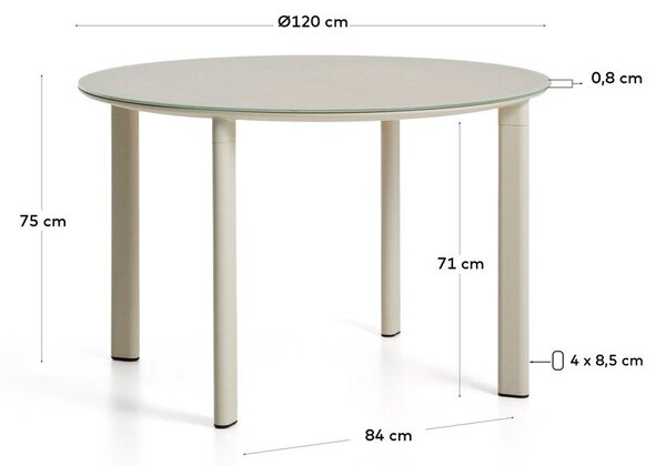 Okrągły stół ogrodowy ze szklanym blatem ø 120 cm Erice – Kave Home