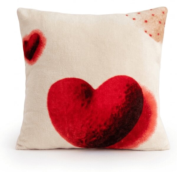 Dwustronna poszewka na poduszkę DUO SENSE HEARTELLE 45x45 cm mikroplusz/flanela, kremowy