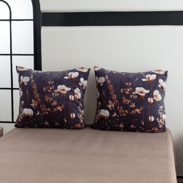 Dwustronna poszewka na poduszkę DUO SENSE ARVENA 45x45 cm mikroplusz/flanela, ciemnoszara