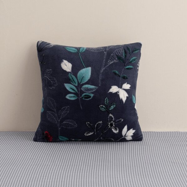 Dwustronna poszewka na poduszkę DUO SENSE NOCTIFLORA 45x45 cm mikroplusz/flanela, ciemnoniebieska