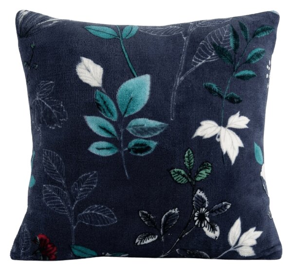 Dwustronna poszewka na poduszkę DUO SENSE NOCTIFLORA 45x45 cm mikroplusz/flanela, ciemnoniebieska