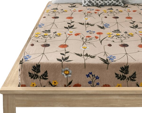Prześcieradło z mikropluszu HERBAR 90x200 cm beżowe