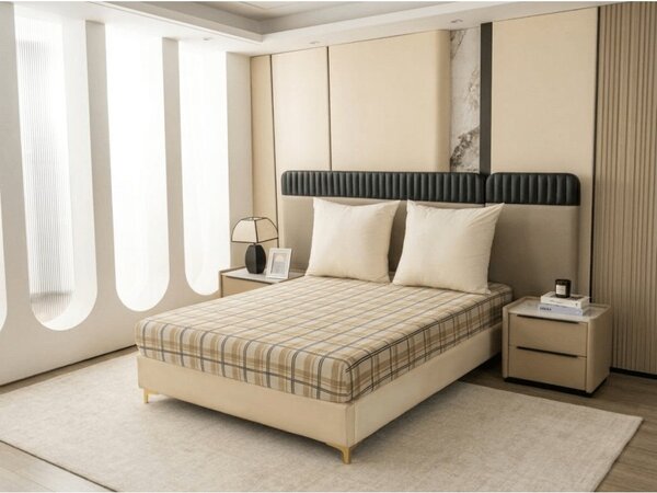Prześcieradło z mikropluszu PLAID 90x200 cm kremowe