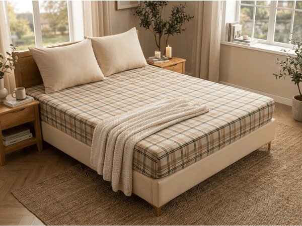 Prześcieradło z mikropluszu PLAID 90x200 cm kremowe