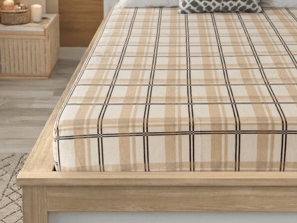 Prześcieradło z mikropluszu PLAID 90x200 cm kremowe