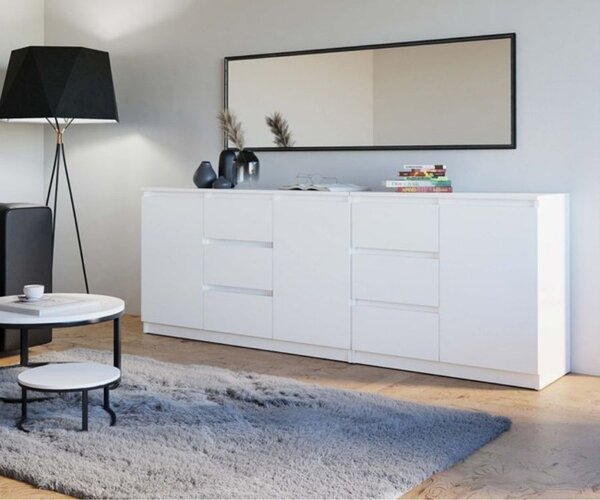 Duża biała komoda na ubrania 200 cm | Umeblowana.com