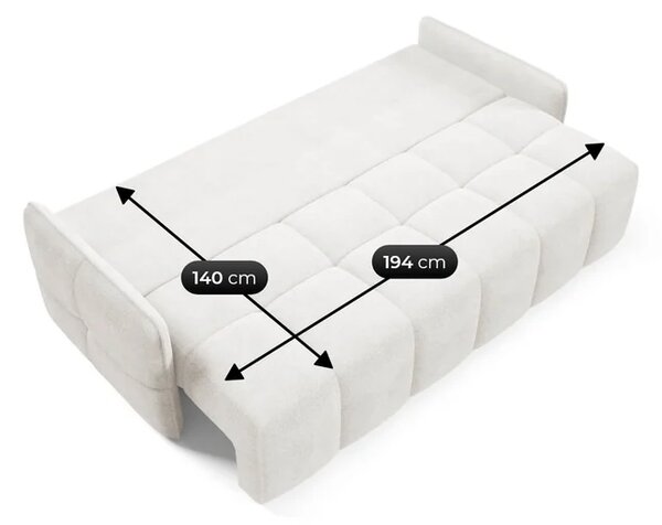 Sofa PURE Rozkładana Dwuosobowa Kremowa Boucle Nowoczesna