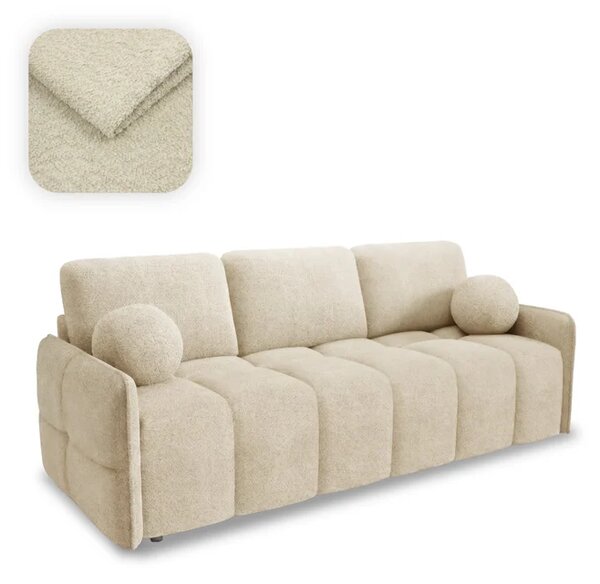 Sofa PURE Rozkładana Dwuosobowa Beżowa Boucle Nowoczesna