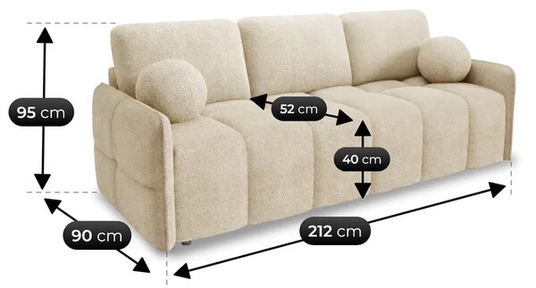 Sofa PURE Rozkładana Dwuosobowa Beżowa Boucle Nowoczesna