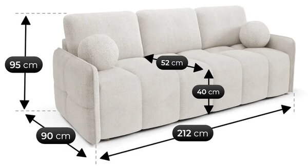 Sofa PURE Rozkładana Dwuosobowa Kremowa Boucle Nowoczesna