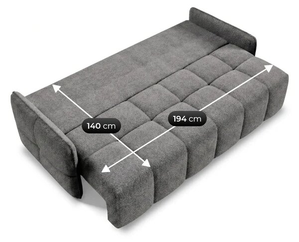 Sofa PURE Rozkładana Dwuosobowa Ciemnoszara Boucle Nowoczesna