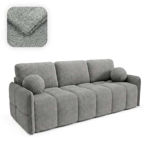 Sofa PURE Rozkładana Dwuosobowa Ciemnoszara Boucle Nowoczesna