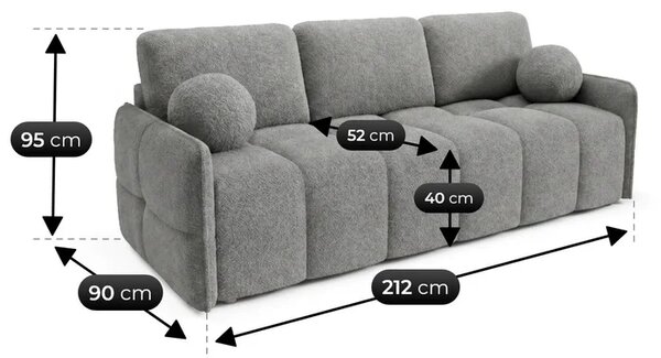 Sofa PURE Rozkładana Dwuosobowa Ciemnoszara Boucle Nowoczesna