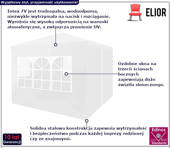 Biały namiot ogrodowy z oknami D1-K88