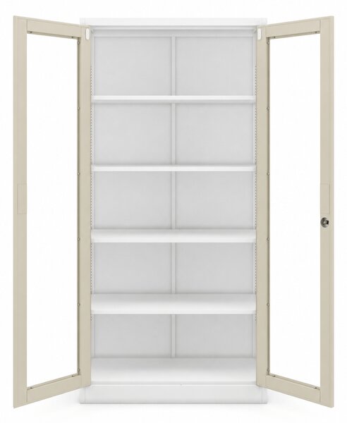 Szafa metalowa z witryną biała / dąb sonoma: Eco Design AMELIA, 900 x 1850 x 400 mm