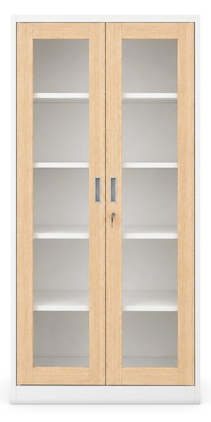 Szafa metalowa z witryną biała / dąb sonoma: Eco Design AMELIA, 900 x 1850 x 400 mm