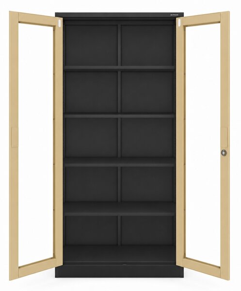 Szafa metalowa z witryną antracytowa / orzech: Eco Design AMELIA, 900 x 1850 x 400 mm