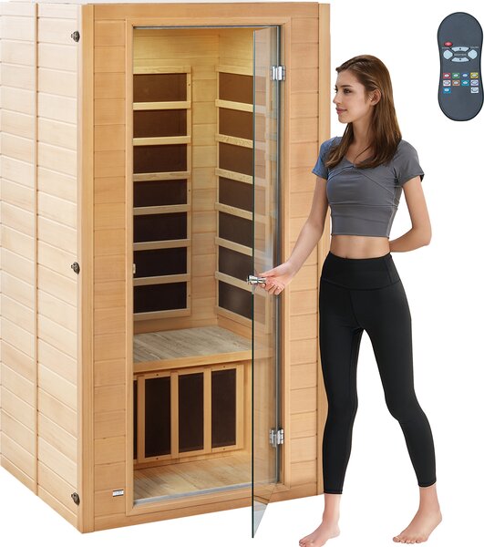 Vevor Drewniana Sauna Na Podczerwie Hemlock 1-2 Osoby Bluetooth Terapia