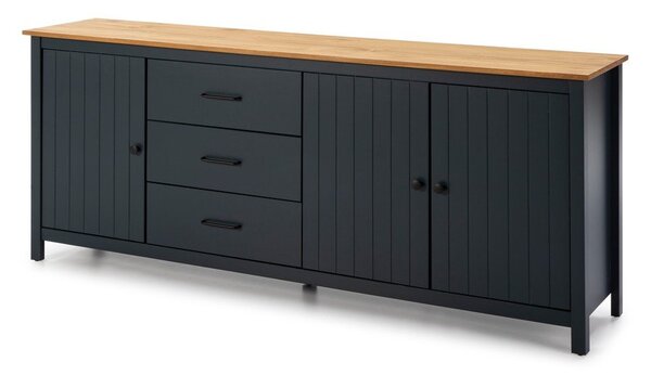 Ciemnoniebieska niska komoda z litego drewna sosnowego 190x80 cm Miranda – Marckeric