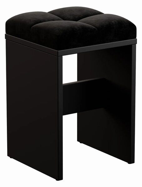 Czarny taboret welurowym siedziskiem N4-K25